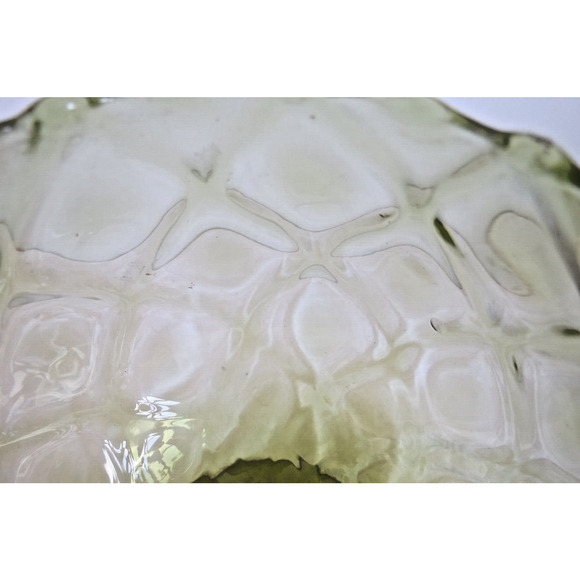 Mid Century Italian Empoli Olive Green Optic Glass Brandy Snifter 8.5" MCM Italy - Picture 4 of 7